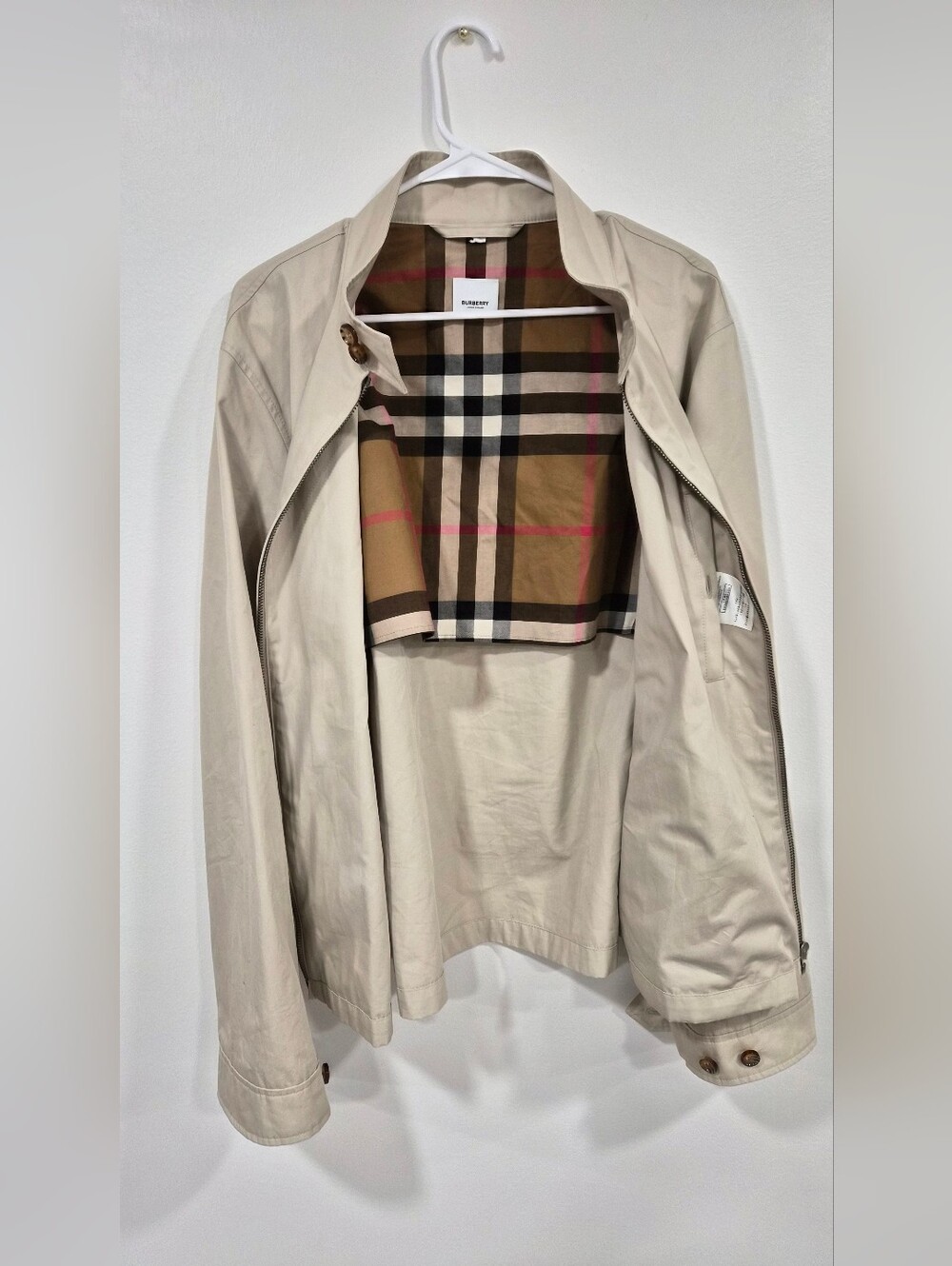 Burberry Beige Trench Coat with Signature Check Trim